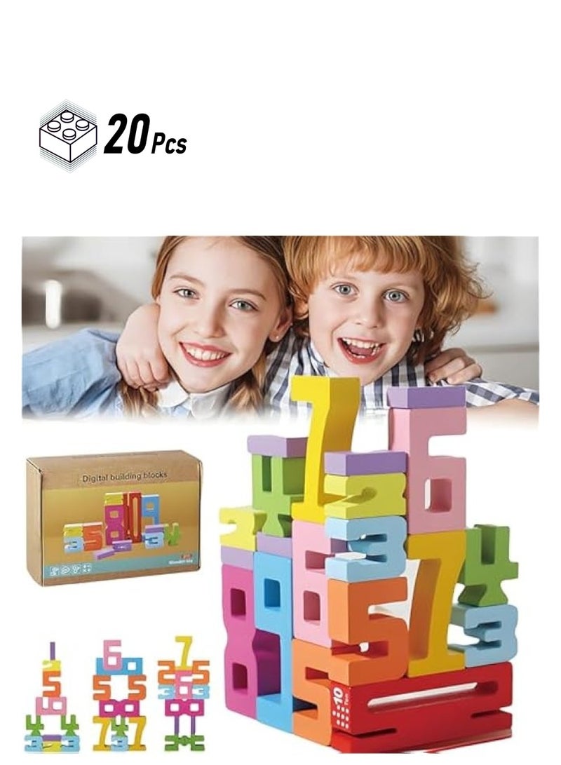20Pcs Friends of Ten Blocks, Wooden Number Building Blocks,Montessori-Inspired Wooden Number Blocks, Wooden Educational Number Blocks for Kids, Digit Blocks Friends of 10 - Image 1