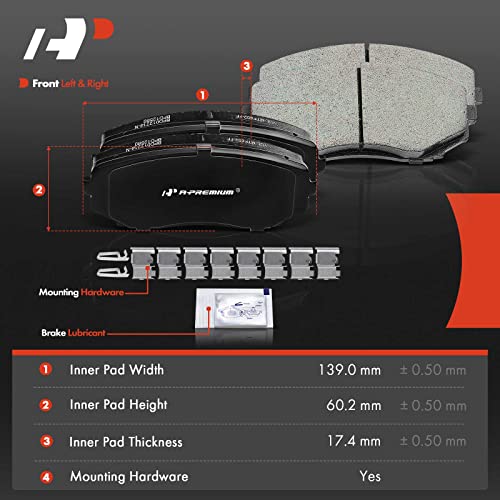 A-Premium Front Ceramic Disc Brake Pads Set Compatible with Select Ford, Lincoln and Mazda Models - Edge 2007-2016, MKX 2007-2015, CX-5 2019-2021, CX-7 2007-2012, CX-9 2007-2021, with Hardware, 4 Pcs - Image 5