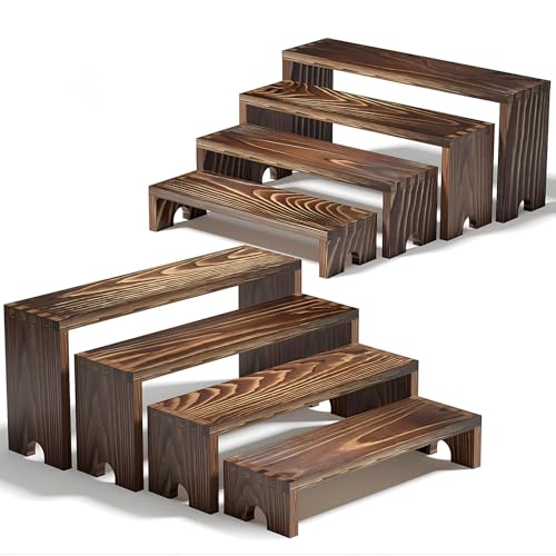 Vecxoty 2 Set Wooden Tiered Risers Display Stands for Vendor Events,Stackable Wood Cupcake Display Stand,Farmhouse Decor Wood Dessert Table Display Set,Vendor Booth Display Items,Food Display Risers for Party - Image 1