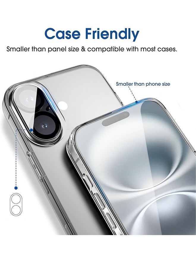 Generic 4Pack iPhone 16 Screen Protector + Camera Lens Protector, HD Clear, Grade Shatterproof, 9H Tempered Glass Film for iPhone 16 Clear, Full Coverage Screen,[2+2 Pack]  - Image 2