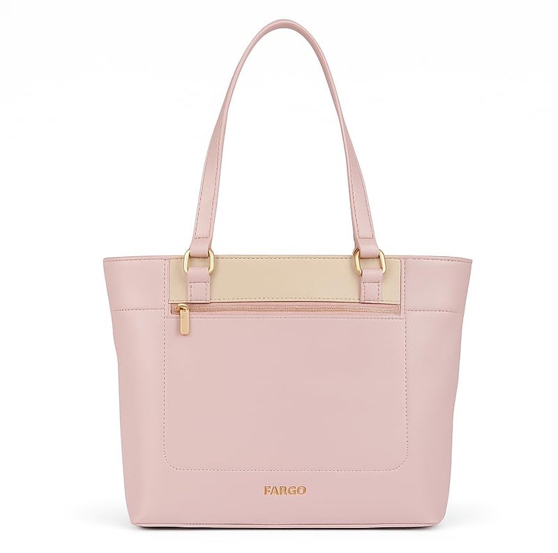 Fargo Trivana Pink Tote Bag for Women | Large Vegan Leather Handbag with RFID Pockets, Zip Closure, Premium Finish | Stylish Office, Travel, College Tote | Made in India - Image 1