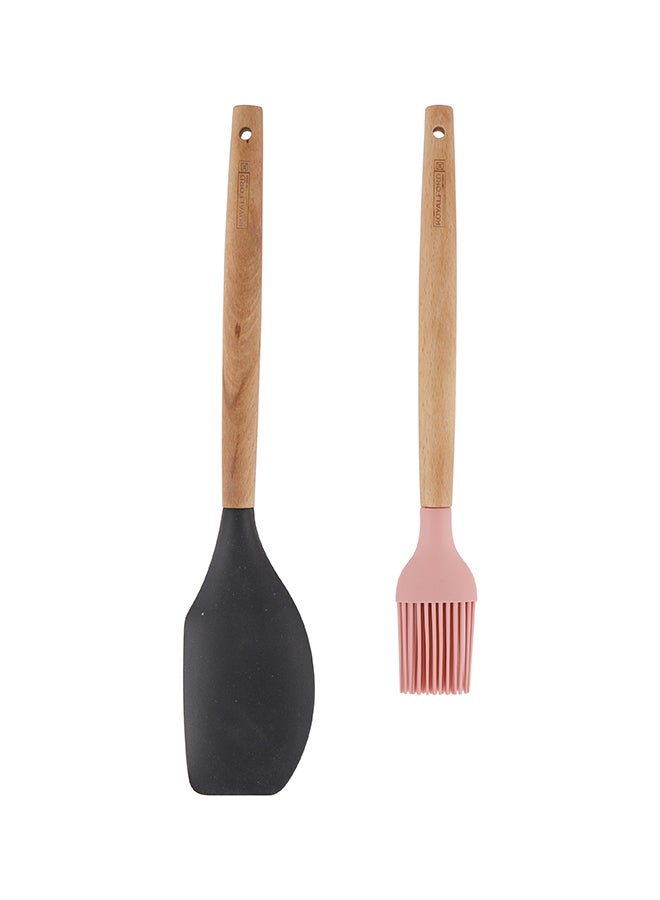 Royalford Pack of Two Kitchen Tools Set RF12319 Silicone Tools with Wooden Handle, Includes a Spatula and an Oil brush Perfect for Cooking, Baking Cakes, Cookies, Pies - Image 3