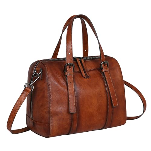 Iswee Shoulder Bags for Women Satchel Purse Brown Leather Hobo Bags Travel Crossbody Bags for Women Lightweight Purse(Brown) - Image 1