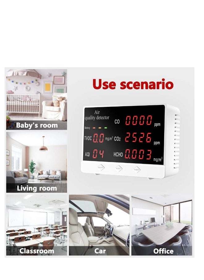 Generic Air Quality Monitor, Multifunctional Air Gas Detector, Professional Tester for CO2 Formaldehyde(HCHO) TVOC/AQI, Real Time Datau0026Mean Value Recording, for Home School Office Car  - Image 4