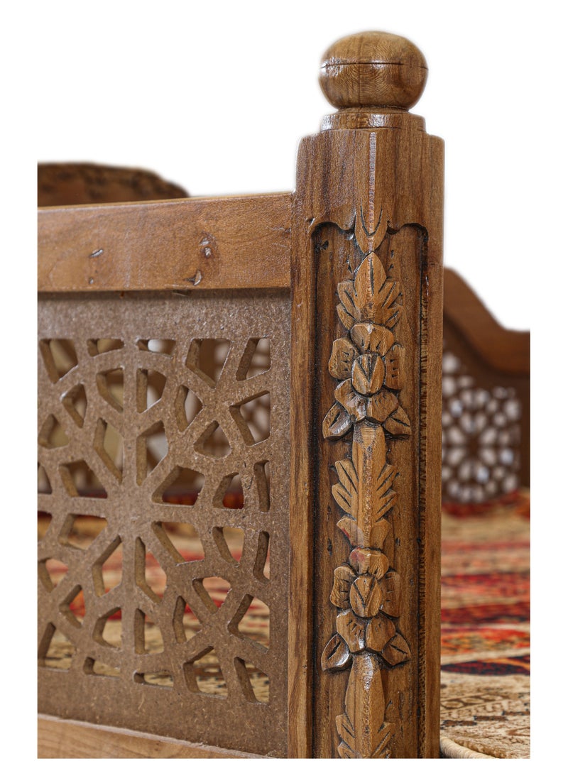 mahome 20 seater Handcrafted Arabic Solid Wood Sofa – Traditional Carved Design with Cushions and carpet. sutable for living room sofa, garden furniture. (plane wood, 450 * 200)  - Image 5