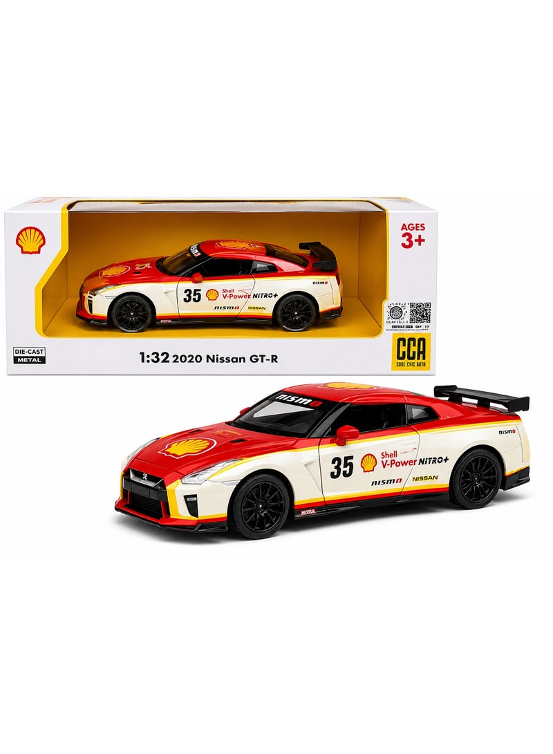 CCA 1:32 NISSAN GTR 2020 Red Diecast Alloy Car Model Toy Car with Light, Sound, Opening Doors & Pull Back - Image 1