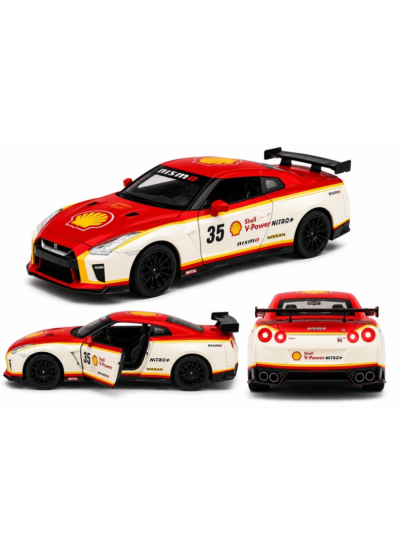 CCA 1:32 NISSAN GTR 2020 Red Diecast Alloy Car Model Toy Car with Light, Sound, Opening Doors & Pull Back - Image 3