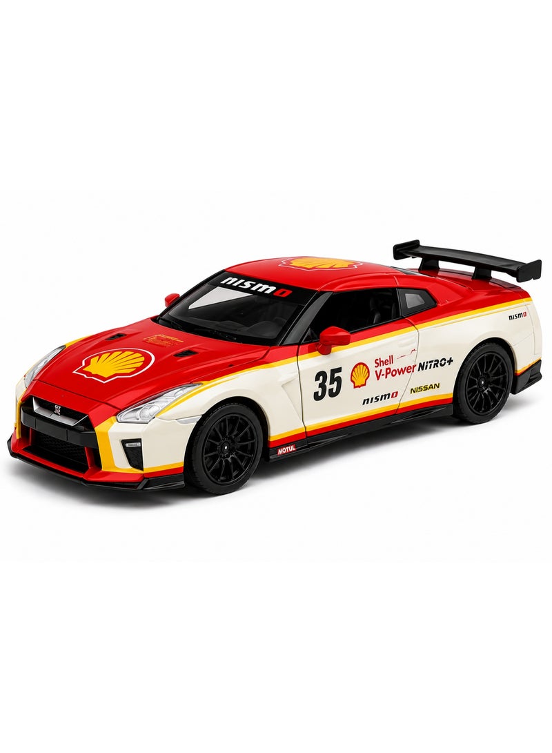 CCA 1:32 NISSAN GTR 2020 Red Diecast Alloy Car Model Toy Car with Light, Sound, Opening Doors & Pull Back - Image 2