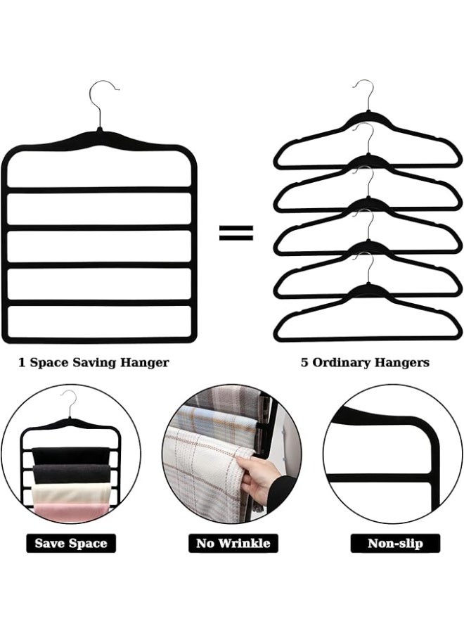 Closet Organizers and Storage,3 Pack Velvet Pants-Hangers-Space-Saving,Non Silp 5 Tier Scarf Jeans Organizer,Dorm Room Essentials for College Students Girls Boys Guys,Organization and Storage - Image 5