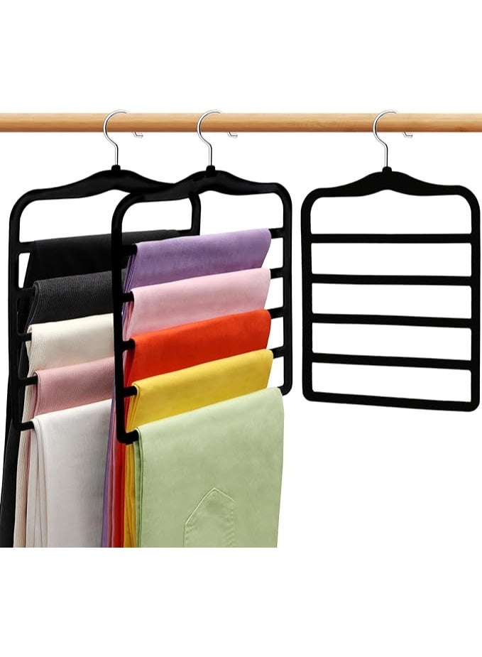 Closet Organizers and Storage,3 Pack Velvet Pants-Hangers-Space-Saving,Non Silp 5 Tier Scarf Jeans Organizer,Dorm Room Essentials for College Students Girls Boys Guys,Organization and Storage - Image 1