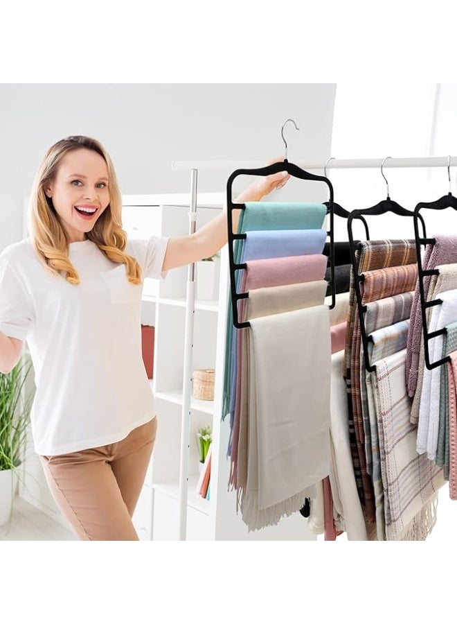 Closet Organizers and Storage,3 Pack Velvet Pants-Hangers-Space-Saving,Non Silp 5 Tier Scarf Jeans Organizer,Dorm Room Essentials for College Students Girls Boys Guys,Organization and Storage - Image 2