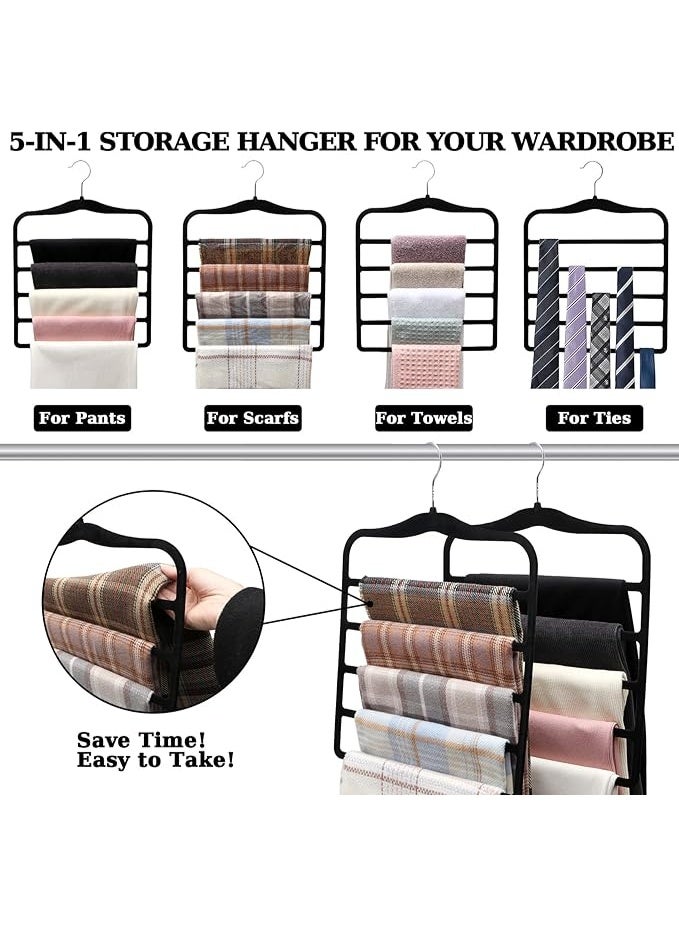 Closet Organizers and Storage,3 Pack Velvet Pants-Hangers-Space-Saving,Non Silp 5 Tier Scarf Jeans Organizer,Dorm Room Essentials for College Students Girls Boys Guys,Organization and Storage - Image 3