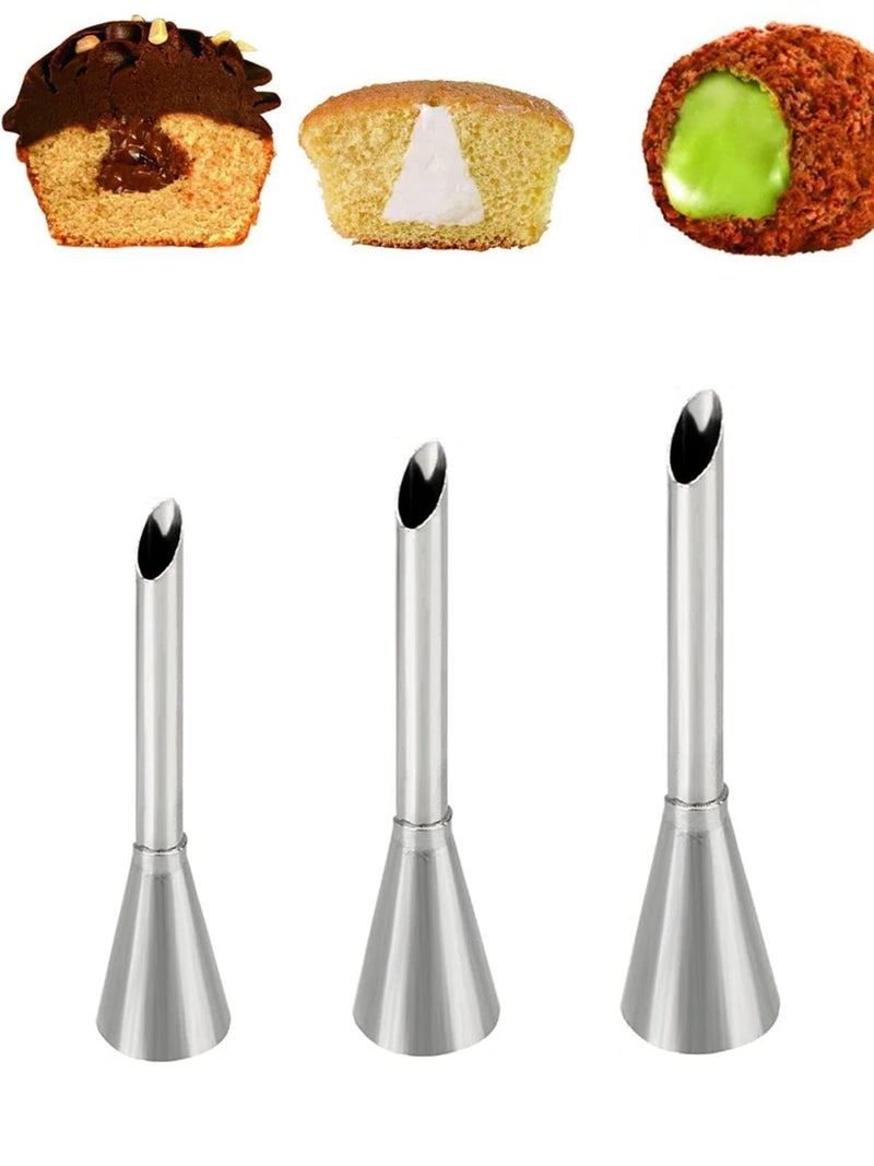 Eclair Piping NozzleCream Puff Filling TipLong Puff Nozzle Tip Decorating Tool for DonutsCupcakesPastry3 Pcs