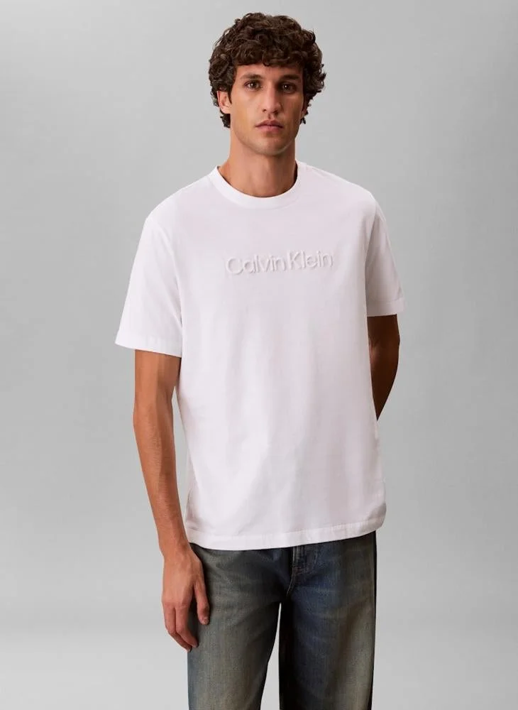 CALVIN KLEIN  Textured Logo Crew Neck T-Shirt for Men | Best Price UAE