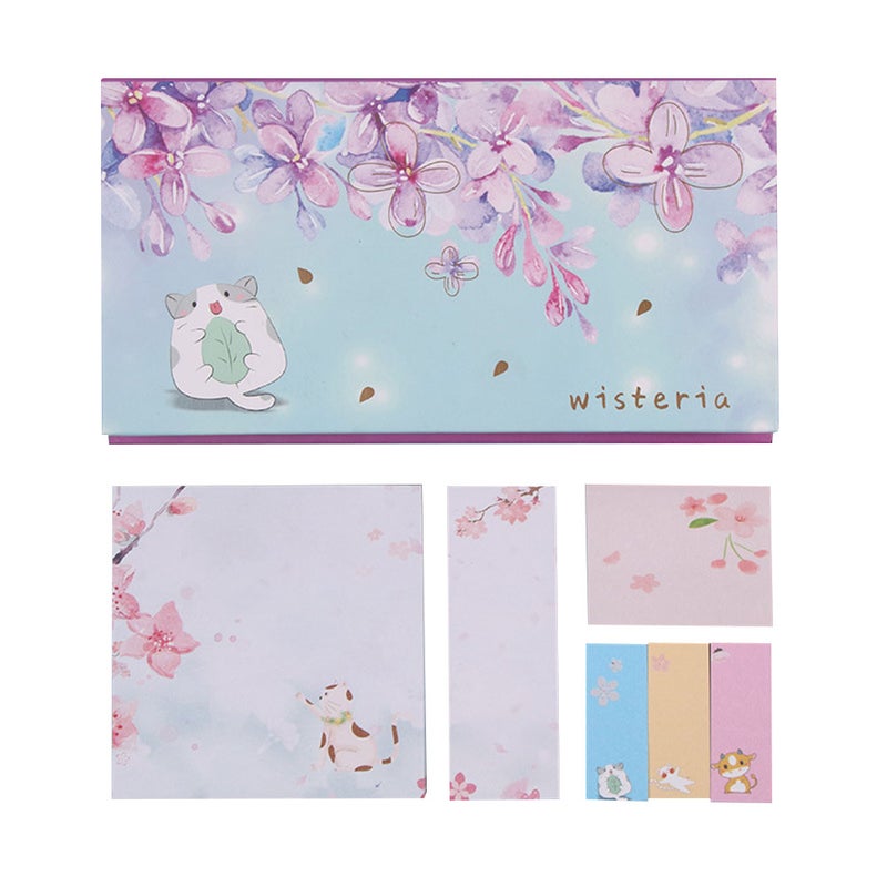 2 Sets Stylish Sticky Notepads Self-Stick Note Pads Memo Pad Stationery Note Paper for Office School (Cherry Blossom 3) - Image 2