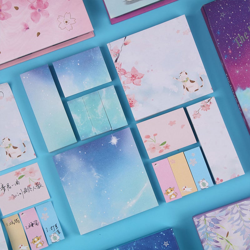 2 Sets Stylish Sticky Notepads Self-Stick Note Pads Memo Pad Stationery Note Paper for Office School (Cherry Blossom 3) - Image 4