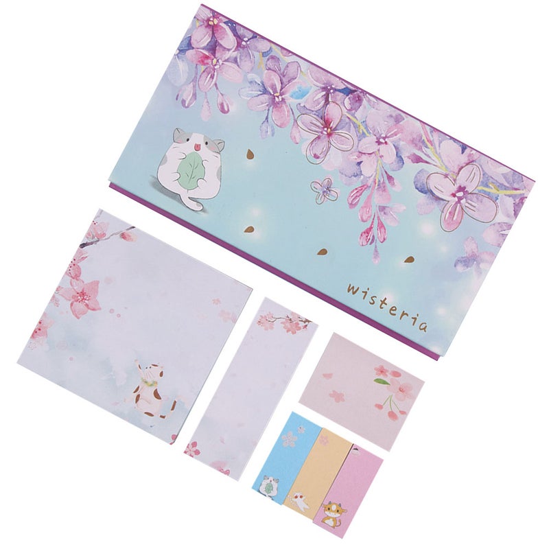 2 Sets Stylish Sticky Notepads Self-Stick Note Pads Memo Pad Stationery Note Paper for Office School (Cherry Blossom 3) - Image 1