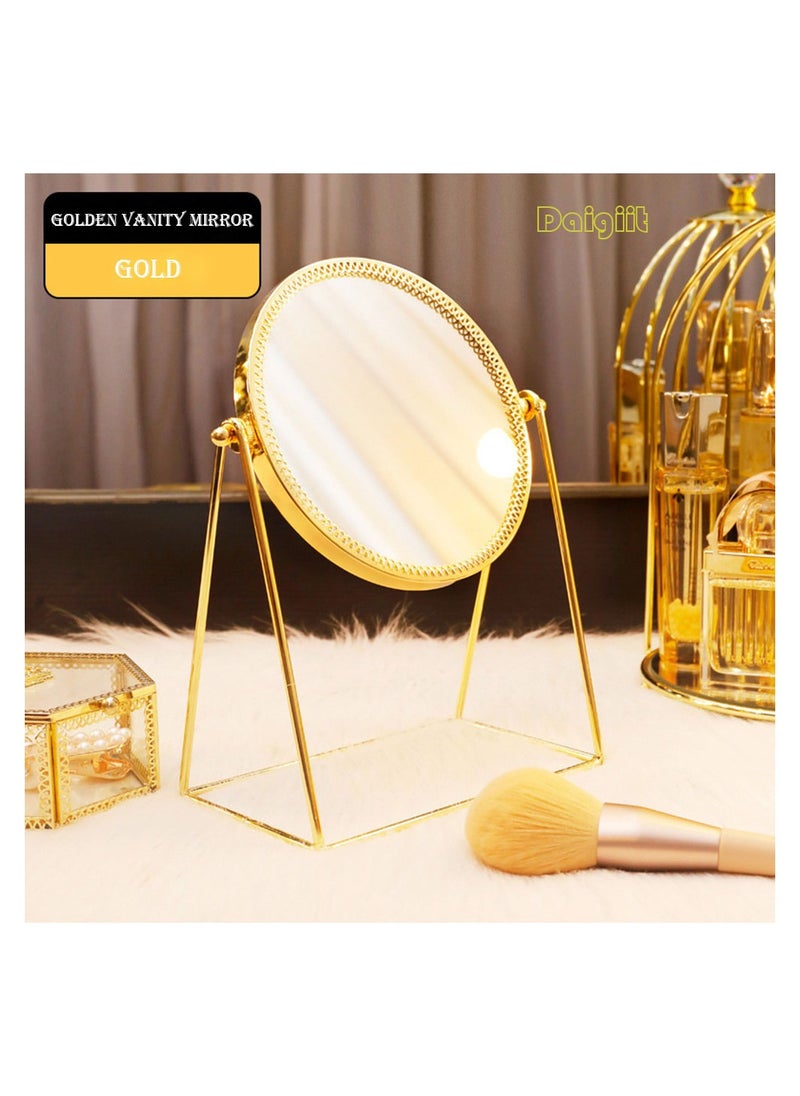 Daigiit Rotation Cosmetic Vanity Mirror Gold 17*10*24.5 CM  - Image 1