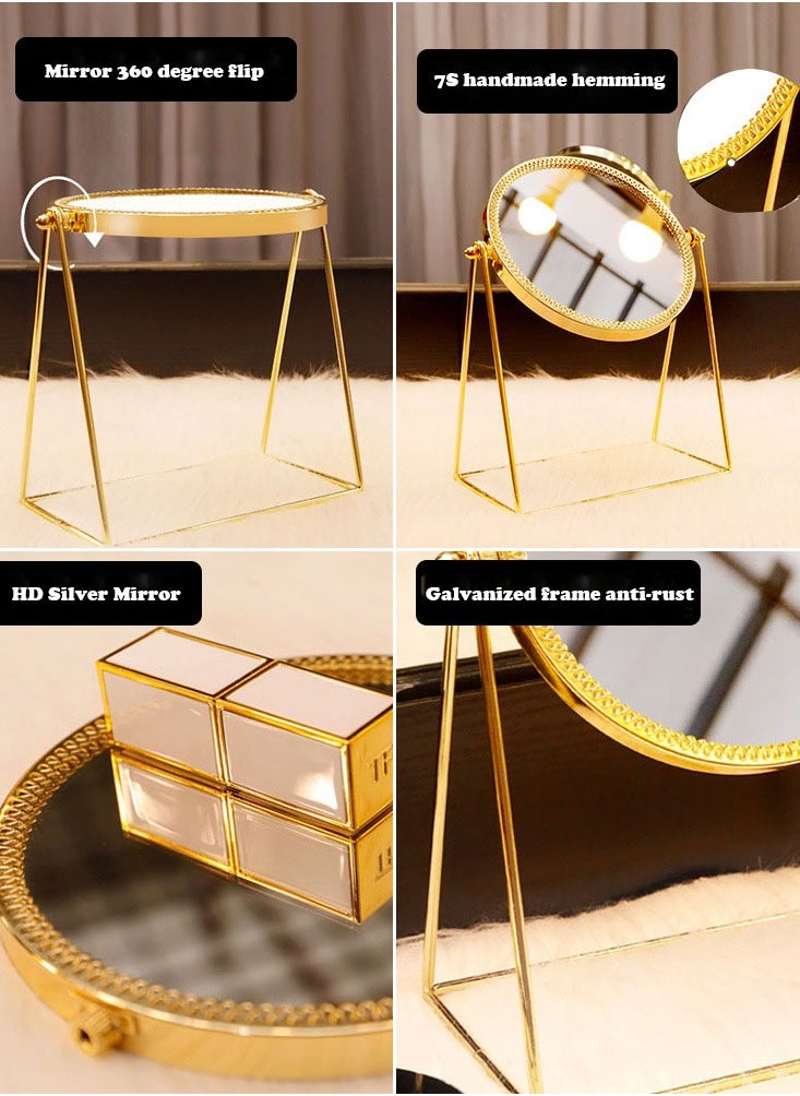 Daigiit Rotation Cosmetic Vanity Mirror Gold 17*10*24.5 CM  - Image 5