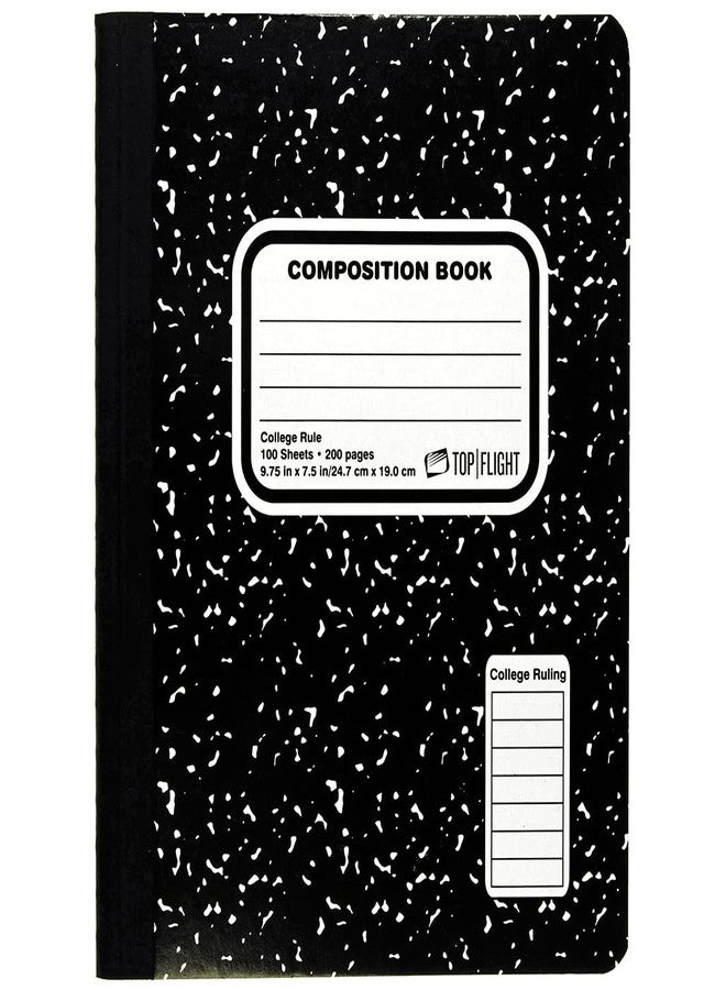 Top Flight Sewn Marble Composition Book, Black/White, College Rule, 9.75 x 7.5 Inches, 100 Sheets (41350) - Image 1
