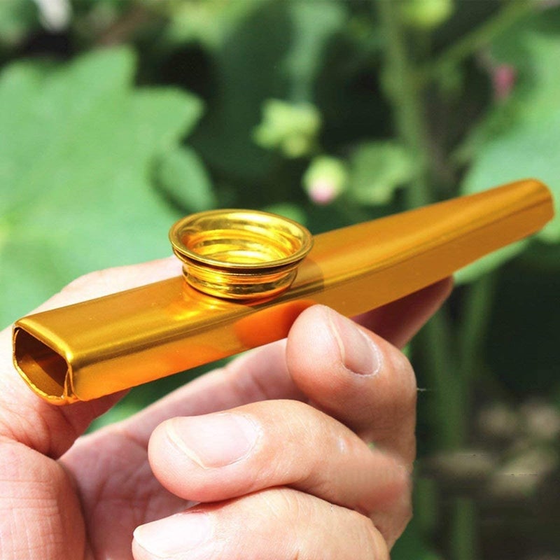 PERLMAN Aluminum Alloy Kazoo and 5 Membrane Flute Diaphragm Mouth Kazoo with Vintage Gift Box - GOLD - Image 3