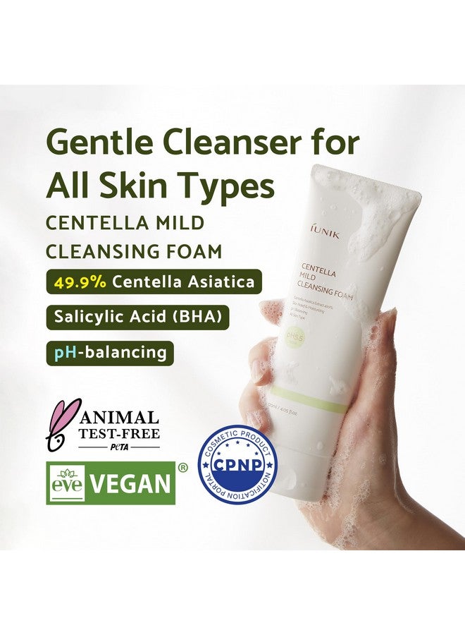 IUNIK Centella Mild Facial Foaming Cleanser - Non-stripping Sub-Acid w/Centella Asiatica 49% Moisturizing pH Balancing for Oily Dry Senstivie Acne-prone skin Vegan Korean Skincare - Image 2