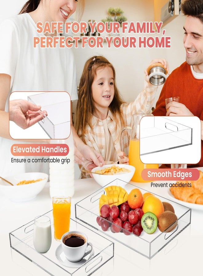AMGSH 2 Pack Clear Acrylic Serving Tray with Cut Handles, 16” x 12”+15”×10” Large Acrylic Decorative Tray Organizer Vanity Tray Bathroom Tray for Counter, Kitchens & Serving Guests Food Safe - Image 5
