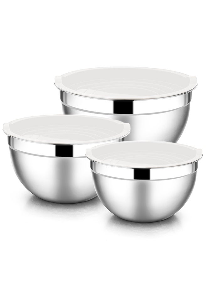 يلا جوي أوعية خلط مع أغطية، 6 قطع من أوعية السلطة المصنوعة من الفولاذ المقاوم للصدأ وأوعية معدنية متداخلة للخبز والطهي والتحضير، أغطية محكمة الإغلاق وتصميم قابل للتكديس، مقاس 18/22/26 سم - Image 1