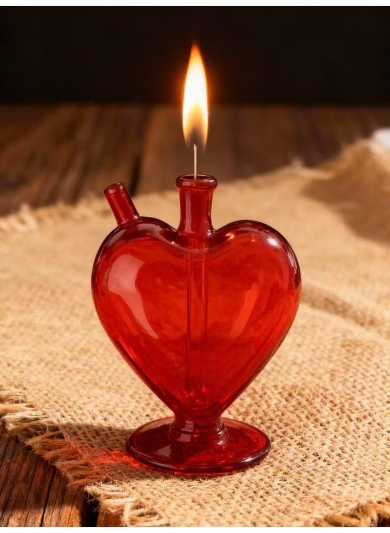 Premium Heat Resistant Glass Oil Lamp, Glass Vase Bottle Medical Grade High Borosilicate Material for Long lasting Use Glass Vase Transparent (Random Color)