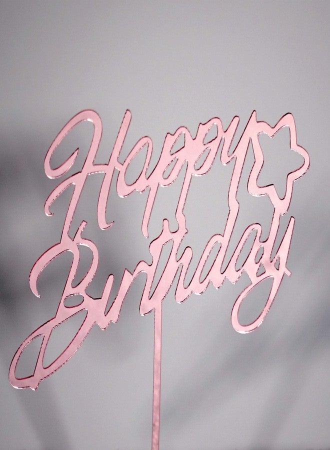 LetsCake 6-Pack Rose Gold Birthday Cake Topper Set, Double-Sided Glitter, Acrylic Happy Birthday Sign Cake Toppers/Cupcake Toppers, Birthday Party Decorations Supplies for Girls and Mom. - Image 2