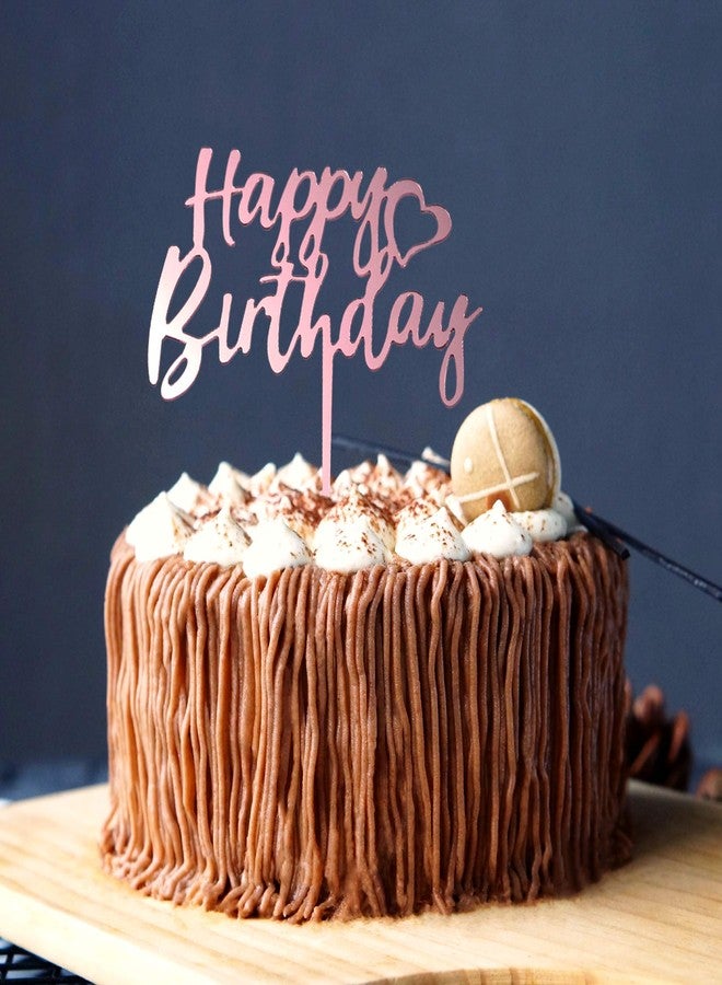 LetsCake 6-Pack Rose Gold Birthday Cake Topper Set, Double-Sided Glitter, Acrylic Happy Birthday Sign Cake Toppers/Cupcake Toppers, Birthday Party Decorations Supplies for Girls and Mom. - Image 3