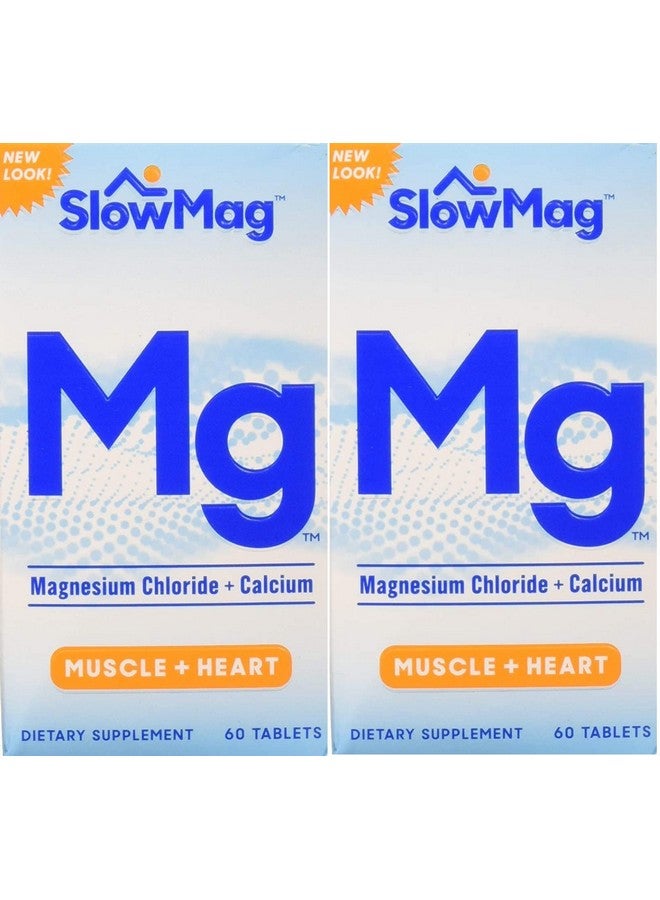 Slow-Mag سلو-ماج سلو-ماج كلوريد المغنيسيوم مع الكالسيوم، قد يختلف التعبئة، 60 عدد (عبوة من 2) - Image 1