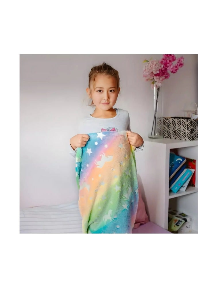 OASIS-TH Kids Mermaid Tail Blanket, Mermaid Tail Blankets Glow in The Dark, Flannel Mermaid Blanket, Mermaid Tail Wearable Blanket, Luminous Unicorn Super Soft Tie Dye Girls Toys, Girls Toddlers Mermaid  - Image 4