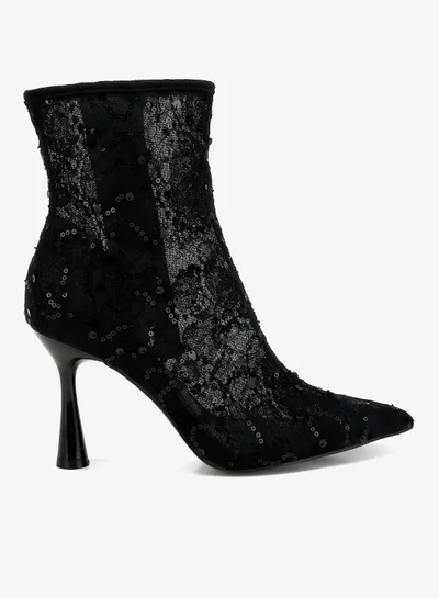 London Rag Sequin Lace Boots in Black
