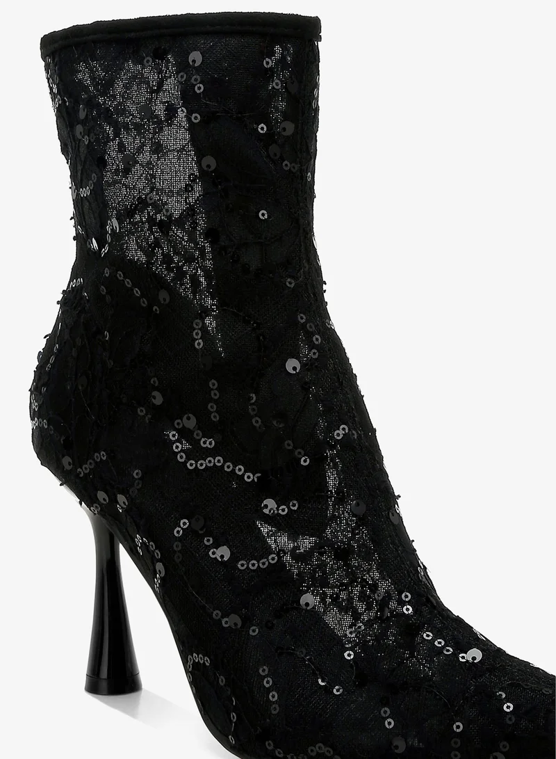 London Rag Sequin Lace Boots in Black