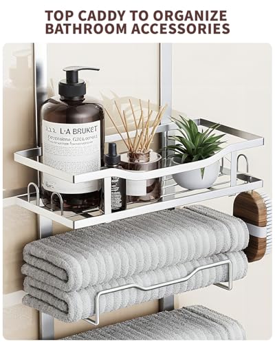 Aetyord Hanging Towel Racks for Bathroom No Drill - Over The Door 8-Tier Bath Towel Storage Organizer for Small Bathrooms - Back Door Large Tiered Towel Holder Hanger for Rolled Towels RV Camper Silver - Image 4