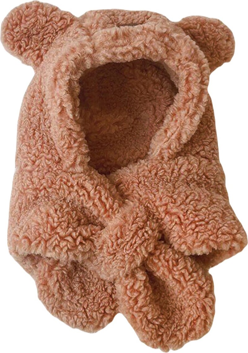 Bundera Avis Children's Hooded Plush Beanie Scarf Welsoft Neck Collar Windproof Hat with Ears