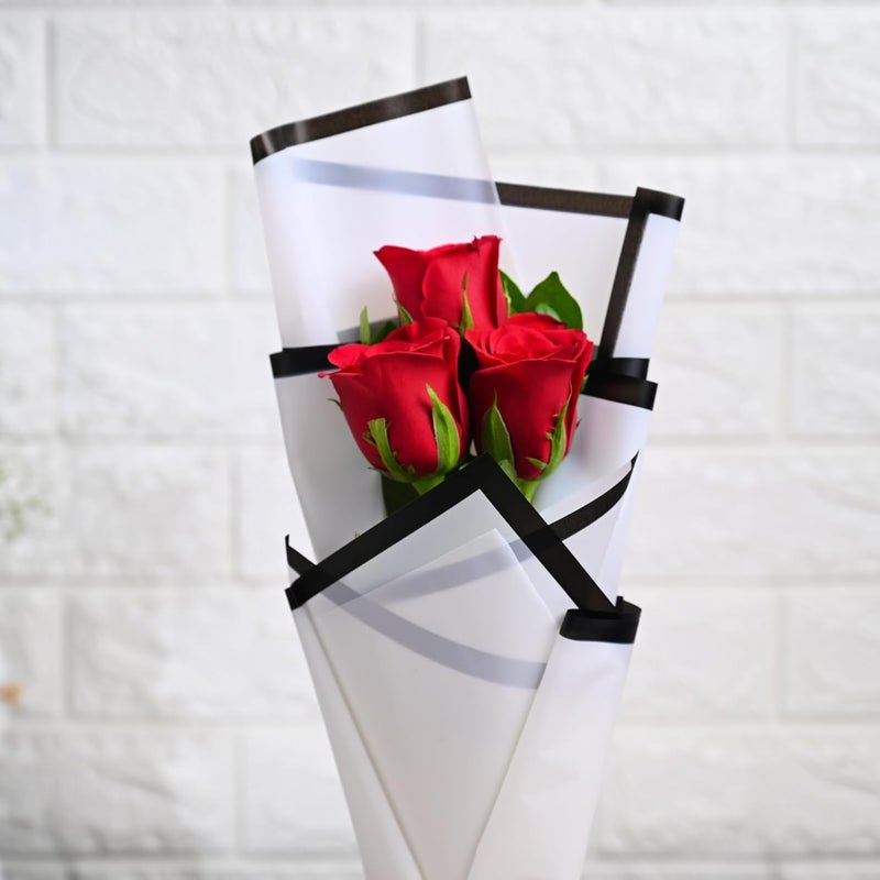 Floweraura FlowerAura Fresh Live Flower Bouquet of 3 Red Roses Flowers For Birthday Gift Anniversary Gift Wedding Gift Womens Gifts Gift For Special Occasion Same Day Delivery  - Image 3
