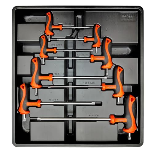 Harden 8Pcs T Handle Torx Star Key Wrench Set Tool for Professional and Industrial Use – Includes Size T10, T15, T20, T25, T27, T30, T40 & T45 Sizes - 520657 - Image 1