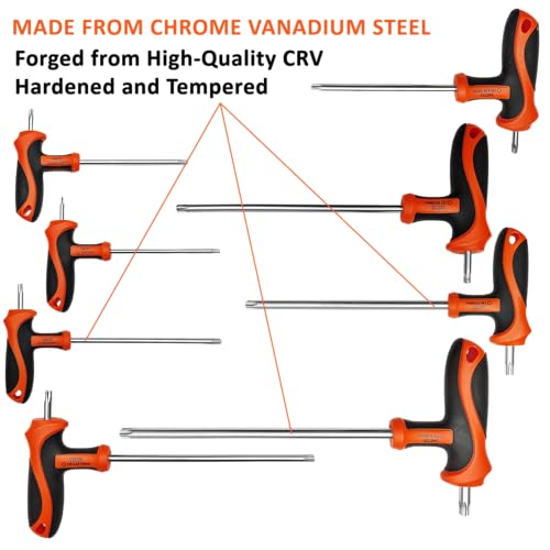 Harden 8Pcs T Handle Torx Star Key Wrench Set Tool for Professional and Industrial Use – Includes Size T10, T15, T20, T25, T27, T30, T40 & T45 Sizes - 520657 - Image 4