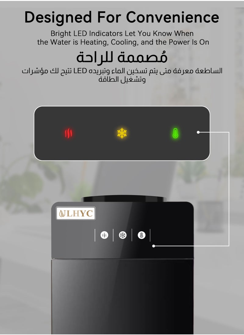 يو إل اتش واي سي موزع مياه علوي - إعدادات درجة الحرارة - دافئ وبارد - أسود - مناسب للأرضيات - مثالي للمنزل والمكتب  - Image 4