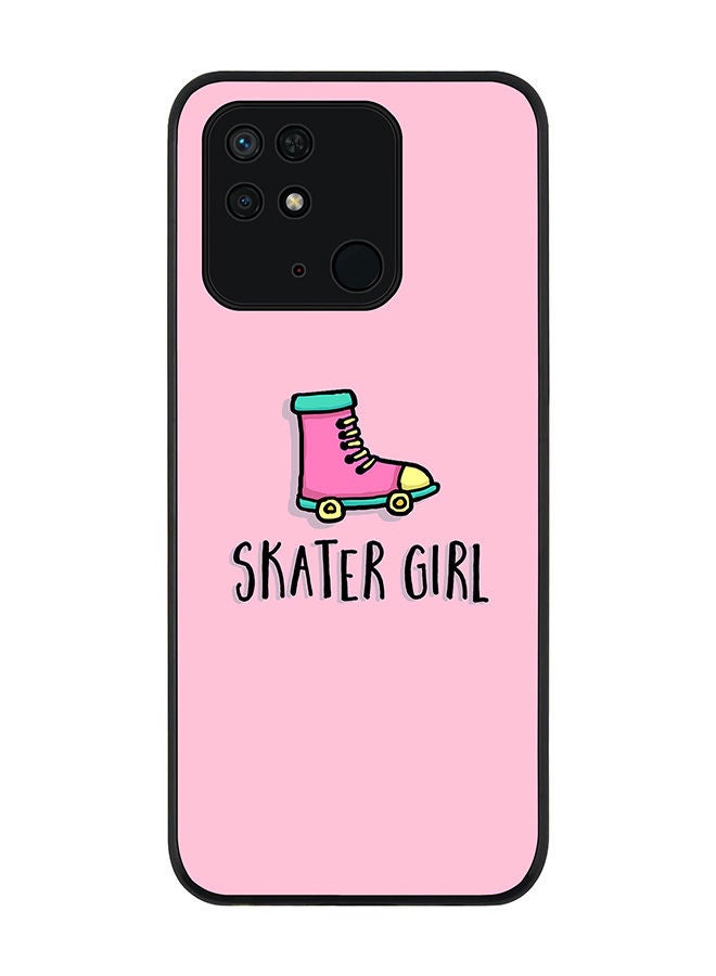 Stylizedd Rugged Black edge case for Redmi 10C 4G  Slim fit Soft Case Flexible Rubber Edges Anti Drop TPU Gel Thin Cover - Skater Girl - Image 1