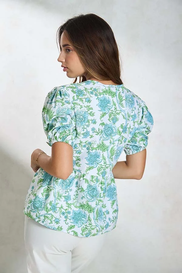 Virgio VIRGIO 100% Cotton Front-Tie Detail Peplum Top