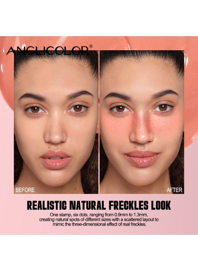 Anglicolor Dual-Ended Freckle Stamp Pen, 2-in-1 Blush and Freckle Stamp Pen, Natural Freckles, Brightens Complexion, Waterproof and Sweatproof, Long-Lasting Makeup Effect (#01 LIGHT BROWN+SOFT NUDE PINK) - Image 3