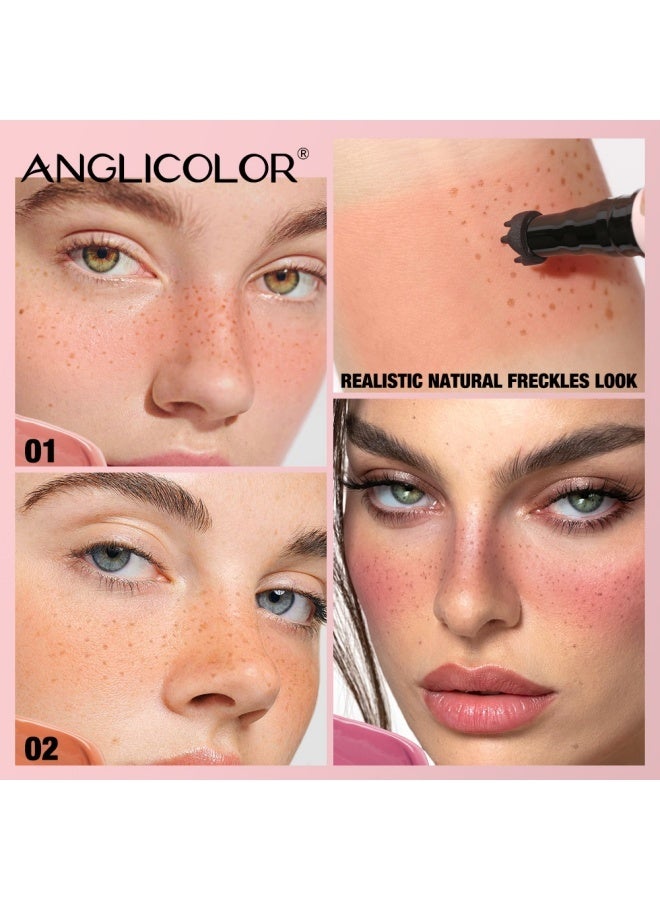 Anglicolor Dual-Ended Freckle Stamp Pen, 2-in-1 Blush and Freckle Stamp Pen, Natural Freckles, Brightens Complexion, Waterproof and Sweatproof, Long-Lasting Makeup Effect (#01 LIGHT BROWN+SOFT NUDE PINK) - Image 5
