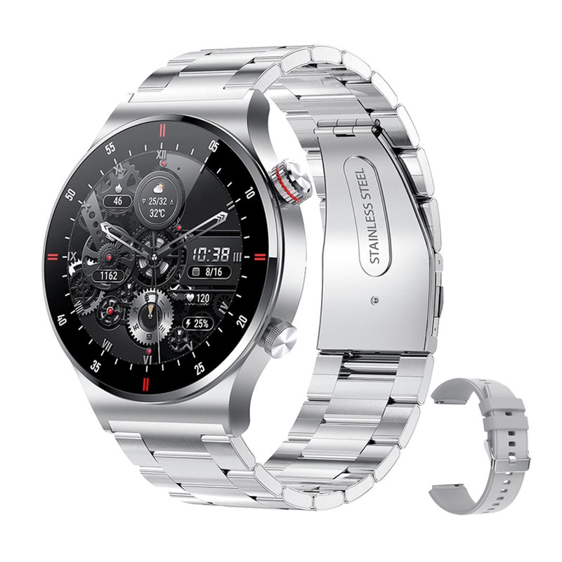 Smart Watch: 1.28-Inch HD Display Stainless Steel Band IP67 Waterproof - 100+ Customizable Dials Sports Watch for Android iOS Daily Fitness Health Monitoring - Image 1