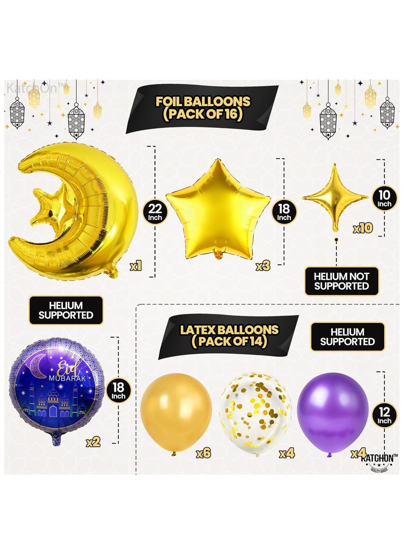 KATCHON Eid Mubarak Balloons Banner Huge Pack of 40 for Eid Mubarak Decorations  - Image 2