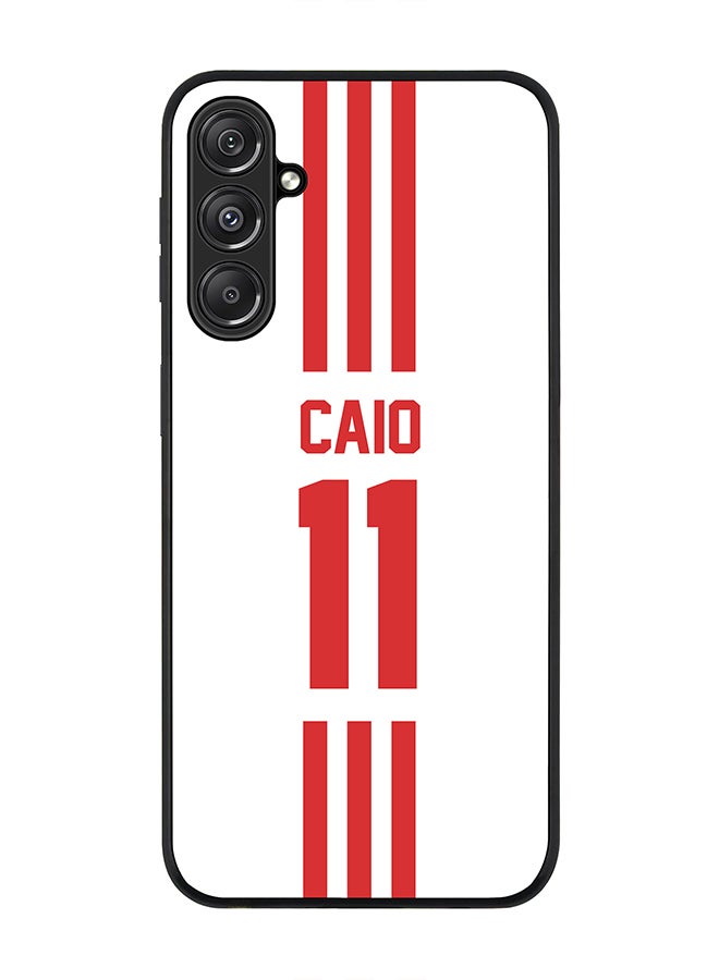 Stylizedd Rugged Black Edge case for Samsung Galaxy M34 5G, Custom Slim fit Flexible Anti Drop Thin Phone Case Cover - Football Team - UAE, Player Name - Caio - Image 1