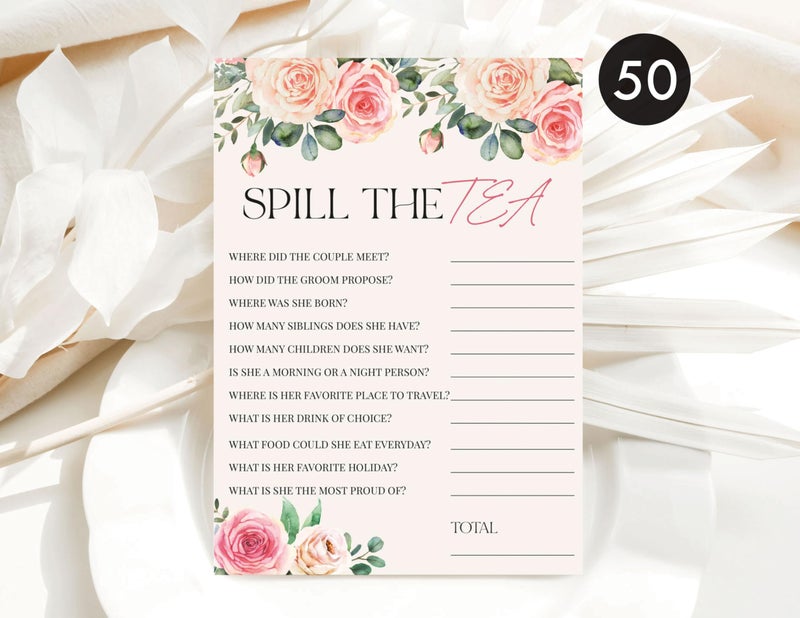 All-Ewired-Up 50 Spill The Tea Party (50-Cards) Fun Bridal Shower Game Activity, Who Knows the Bride Best, Decorations, Engagement Party, Rehearsal Dinner, Bridgerton - Image 4