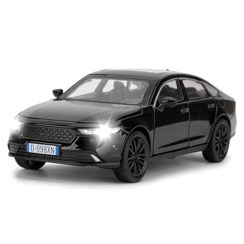 FEXXA 1:32 Scale Hon da Accord Die-Cast Metal Car with Sport car Openable Doors Light and Sound,Pull Back Function Indoor Outdoor Toy for Kids (Black) - Image 1